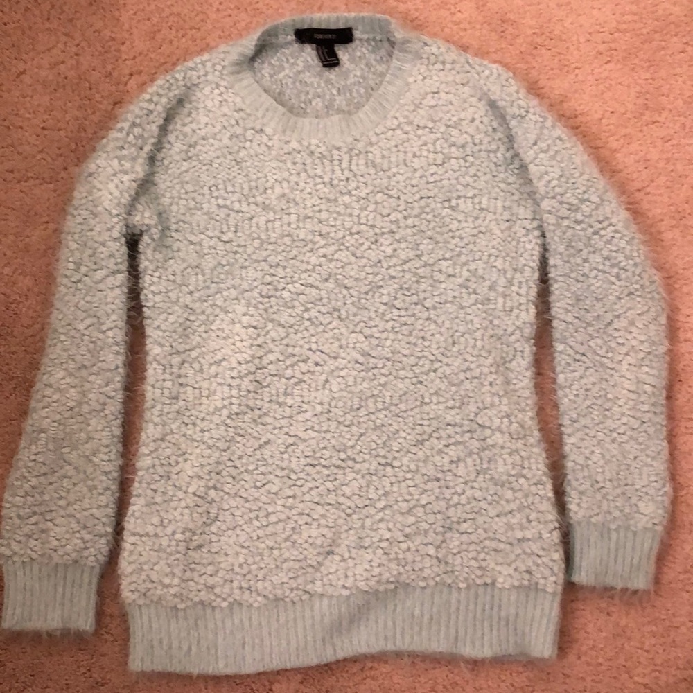 Light-blue Oversized Eyelash Sweater